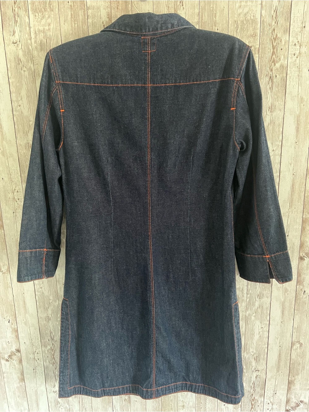 GAP Vintage 3/4 Sleeve Denim Shirt Dress Contrast Stitching Timeless Small - Picture 2 of 5